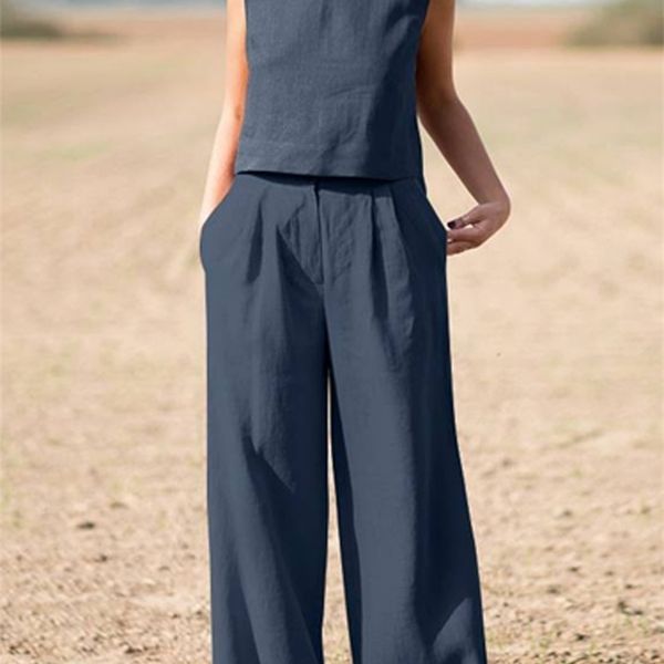 women's two piece pants summer loose o-neck wide leg pants two piece elegant pullover pants summer suit women harajuku style cotton lin, White
women's two piece pants summer loose o-neck wide leg pants two piece elegant pullover pants summer suit women harajuku style cotton lin, White