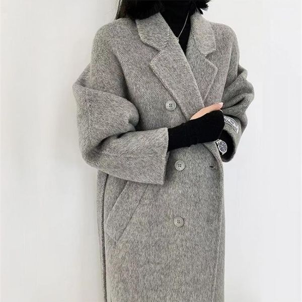 womens wool blends winter long mulberry silk woolen overcoat women double breasted lacing belt classic pink loose wool coat jacket 221007, Black
womens wool blends winter long mulberry silk woolen overcoat women double breasted lacing belt classic pink loose wool coat jacket 221007, Black