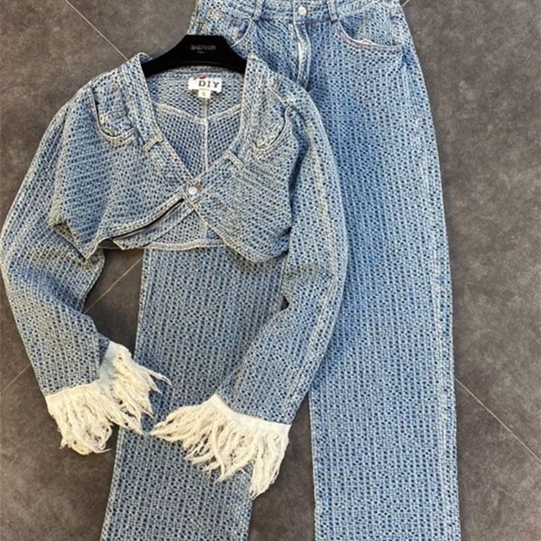 women's two piece pants men's tracksuits deat autumn arrivals long tassel sleeve single button denim short jackethigh waist full j, White
women's two piece pants men's tracksuits deat autumn arrivals long tassel sleeve single button denim short jackethigh waist full j, White