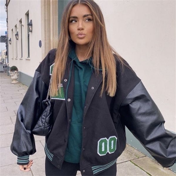 women's jackets european and american letters towel embroidered high-quality jacket coat women street hip-hop pilot baseball uniform ca, Black;brown
women's jackets european and american letters towel embroidered high-quality jacket coat women street hip-hop pilot baseball uniform ca, Black;brown