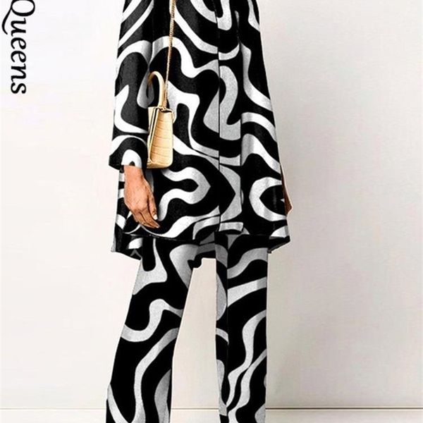women's two piece pants woman printing two piece sets fashion casual loose oversized long sleeve blouse and high waist pants autumn fem, White
women's two piece pants woman printing two piece sets fashion casual loose oversized long sleeve blouse and high waist pants autumn fem, White