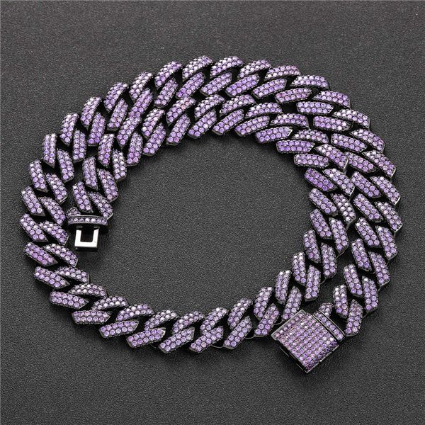 15mm diamond cuban chain micro paved purple zircon rapper necklaces for men jewelry, Silver
15mm diamond cuban chain micro paved purple zircon rapper necklaces for men jewelry, Silver