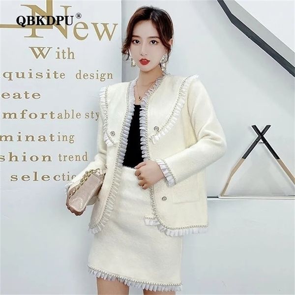 two piece dress elegant ruffle beading sweater skirt suit women fashion mink cashmere knitted jacket and aline skirt chic 2 piece sets 22100, White
two piece dress elegant ruffle beading sweater skirt suit women fashion mink cashmere knitted jacket and aline skirt chic 2 piece sets 22100, White