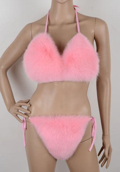 bras set fur bikini bra real whole underwear fluffy soft detachable fur 221006, Red;black 
bras set fur bikini bra real whole underwear fluffy soft detachable fur 221006, Red;black