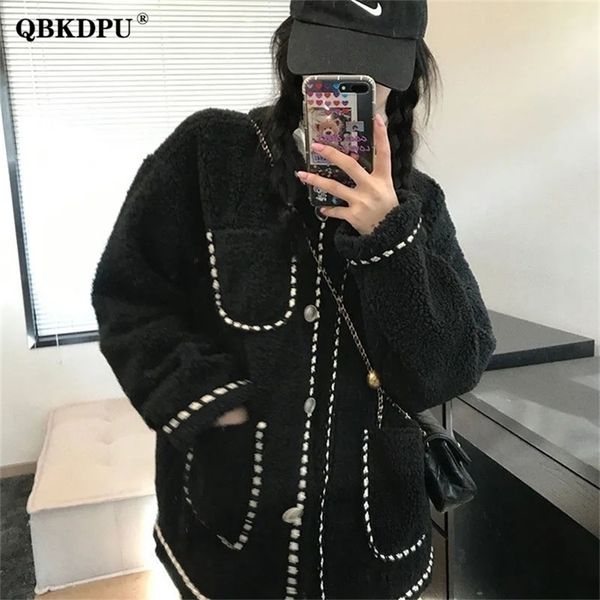 womens jackets autumn winter korean black lambswool jacket women oversized round neck thick fleece coat vintage plus velvet long sleeve outw, Black;brown
womens jackets autumn winter korean black lambswool jacket women oversized round neck thick fleece coat vintage plus velvet long sleeve outw, Black;brown