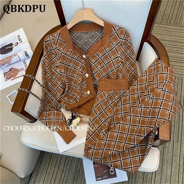 womens two piece pants vintage plaid knitted sweater wide leg pant suits korean fashion 2 piece set women outfits elegant cropped jumper ens, White
womens two piece pants vintage plaid knitted sweater wide leg pant suits korean fashion 2 piece set women outfits elegant cropped jumper ens, White