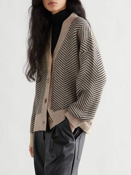 women's knits tees bornladies women's sweater autumn winter vneck striped loosefitting cardigan knitted single breasted elegant s, White
women's knits tees bornladies women's sweater autumn winter vneck striped loosefitting cardigan knitted single breasted elegant s, White
