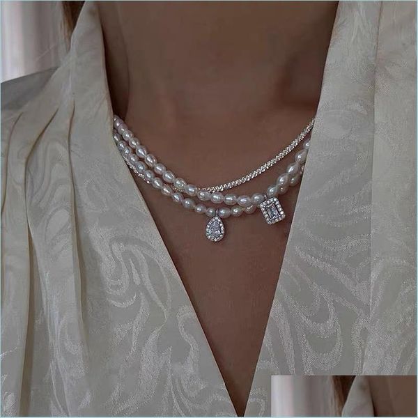 pendant necklaces korean style zircon sier color drop pendant geometric natural freshwater pearl clavicle chain necklace women neckla dh4lx, Silver
pendant necklaces korean style zircon sier color drop pendant geometric natural freshwater pearl clavicle chain necklace women neckla dh4lx, Silver