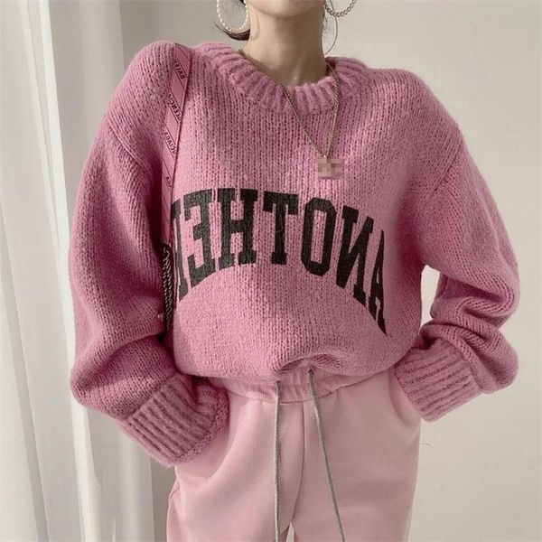women's sweaters women vintage khaki knitting sweater letters printing round neck long sleeves casual korean fashion baggy ladies autu, White;black
women's sweaters women vintage khaki knitting sweater letters printing round neck long sleeves casual korean fashion baggy ladies autu, White;black