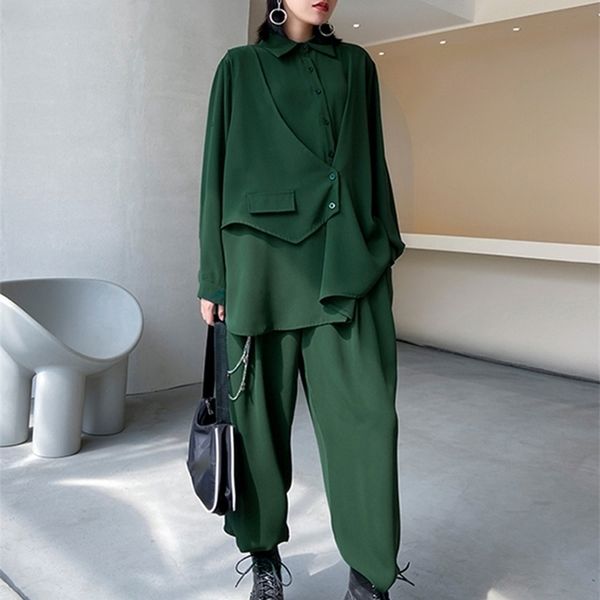 women's two piece pants men's tracksuits eam wide leg pants irregular big size two piece suit lapel long sleeve loose fit women fa, White
women's two piece pants men's tracksuits eam wide leg pants irregular big size two piece suit lapel long sleeve loose fit women fa, White