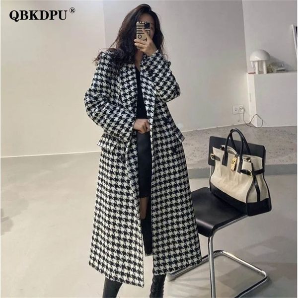 womens wool blends vintage houndstooth midlength woolen coat women elegant loose double breasted tweed overcoat fall winter thick korean out, Black
womens wool blends vintage houndstooth midlength woolen coat women elegant loose double breasted tweed overcoat fall winter thick korean out, Black