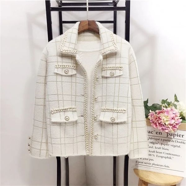 womens knits tees korean fashion plaid mink fleece cropped jacket women fall winter vintage pearl button sweater coat elegant loose lapel ou, White
womens knits tees korean fashion plaid mink fleece cropped jacket women fall winter vintage pearl button sweater coat elegant loose lapel ou, White