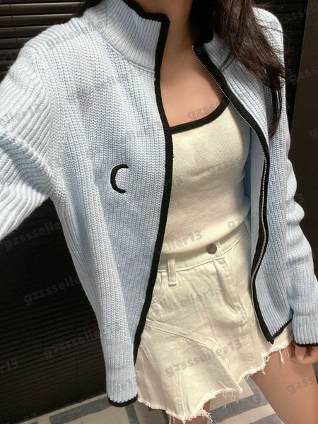 designer cardigan womens sweater embroidered logo on the chest sports sweaters half high neck zipper cardigans women clothing 0912, White;black
designer cardigan womens sweater embroidered logo on the chest sports sweaters half high neck zipper cardigans women clothing 0912, White;black