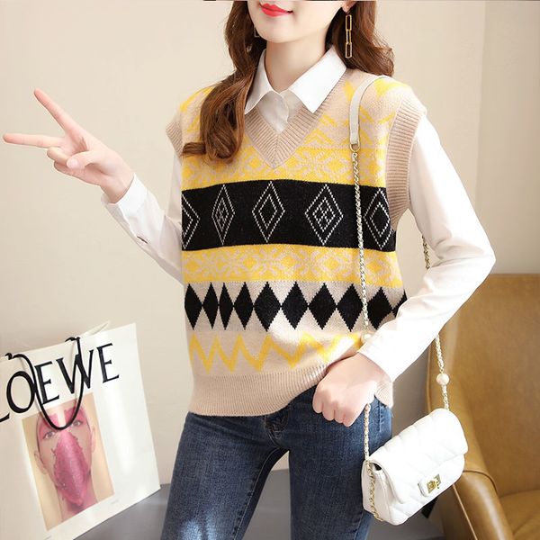 women's vests 3909 beige black sweater vest women vneck sleeveless knitted vest waistcoat female korean style knitwear pullover vest sp, Black;white
women's vests 3909 beige black sweater vest women vneck sleeveless knitted vest waistcoat female korean style knitwear pullover vest sp, Black;white