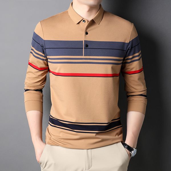 men's polos high end luxury autumn good quality men's polo shirt lapel stripe elastic british designer trend classic casual long s, White;black
men's polos high end luxury autumn good quality men's polo shirt lapel stripe elastic british designer trend classic casual long s, White;black