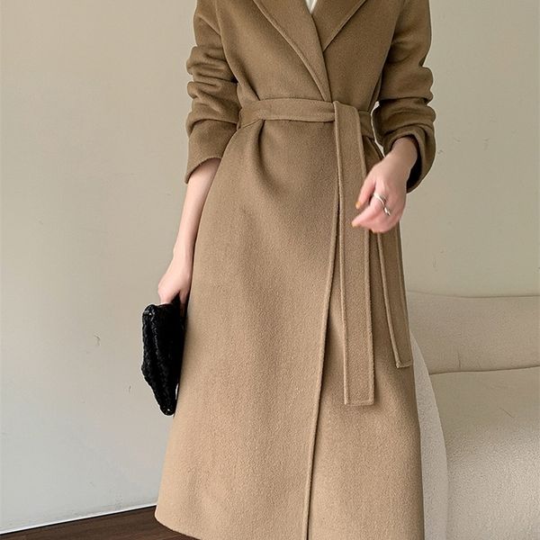 womens wool blends highend doublesided cashmere coat womens long simple temperament autumn winter pure wool coat 221007, Black
womens wool blends highend doublesided cashmere coat womens long simple temperament autumn winter pure wool coat 221007, Black