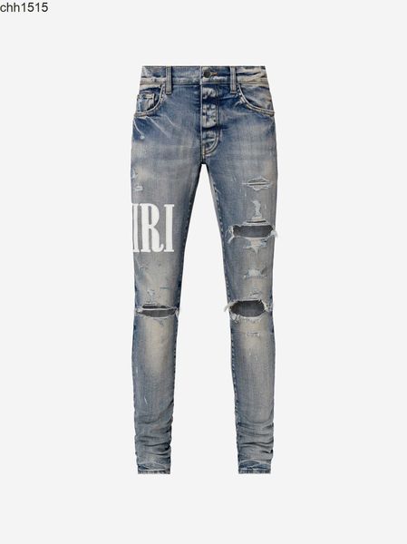 correct version of amirs style leather stitching embroidery letter knife cutting washing water hole breaking fashion high street jeans men, Blue
correct version of amirs style leather stitching embroidery letter knife cutting washing water hole breaking fashion high street jeans men, Blue
