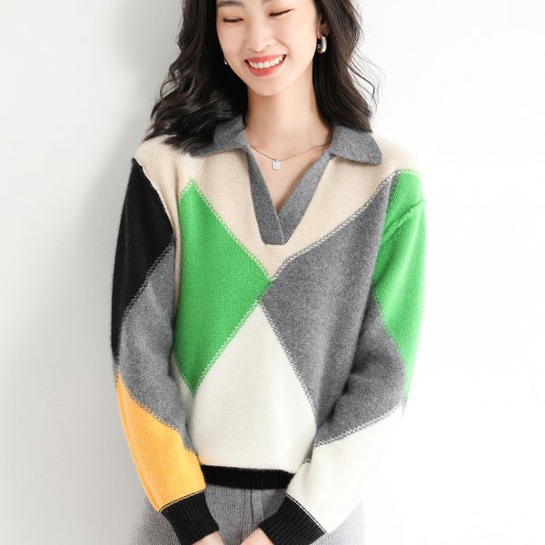 women's knits tees spring and autumn cashmere wool sweater woman polo vcollar pullover fashion loose stitching knitted bottoming warm s, White
women's knits tees spring and autumn cashmere wool sweater woman polo vcollar pullover fashion loose stitching knitted bottoming warm s, White