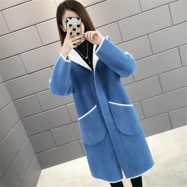 womens knits tees doublesided wear faux mink fleece jacket women korean fashion midlength knitted coat oversized casual hooded sweater cardi, White
womens knits tees doublesided wear faux mink fleece jacket women korean fashion midlength knitted coat oversized casual hooded sweater cardi, White