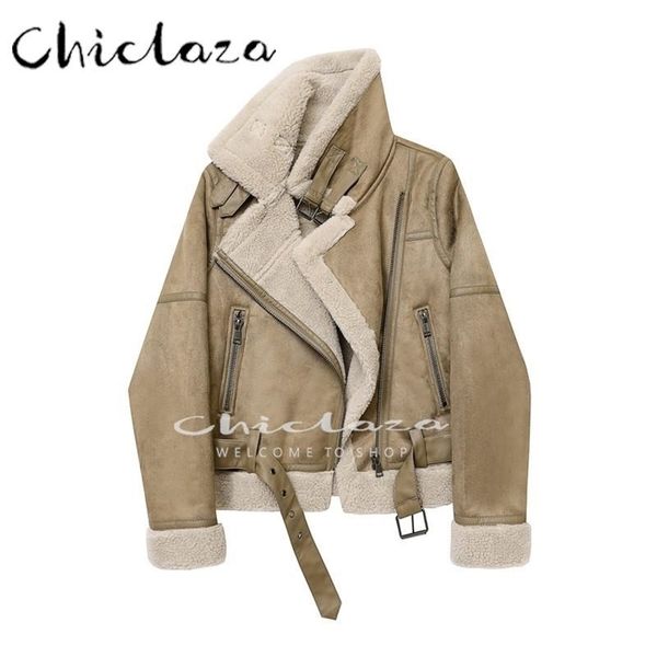 women's jackets chiclaza winter women fashion suede thick faux leather jacket coat female casual warm lamb wool motorcycle outwear 2210, Black;brown
women's jackets chiclaza winter women fashion suede thick faux leather jacket coat female casual warm lamb wool motorcycle outwear 2210, Black;brown