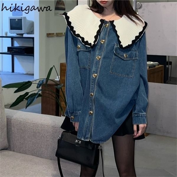 womens blouses shirts hikigawa fashion womens denim shirt coat chic knit peter pan collar long sleeve blouses streetwear korean blusas muje, White
womens blouses shirts hikigawa fashion womens denim shirt coat chic knit peter pan collar long sleeve blouses streetwear korean blusas muje, White
