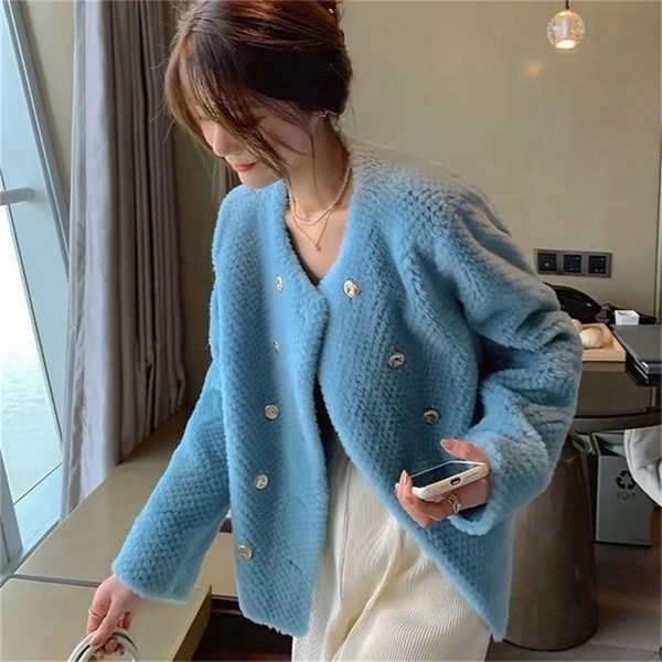 womens fur faux elegant double breasted coat women korean streetwear cropped blue jacket office lady luxury designer winter 221007, Black
womens fur faux elegant double breasted coat women korean streetwear cropped blue jacket office lady luxury designer winter 221007, Black