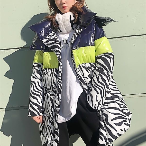 women's down parkas thick parka women winter down jacket hooded fashion zebra pattern printed coat female's cotton padded outwear, Black
women's down parkas thick parka women winter down jacket hooded fashion zebra pattern printed coat female's cotton padded outwear, Black