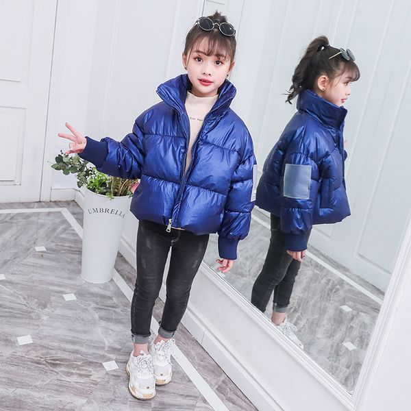 

down coat winter childrens solid color bright warm white duck cotton winter jacket kids boys girls coat clothes 221007, Blue;gray