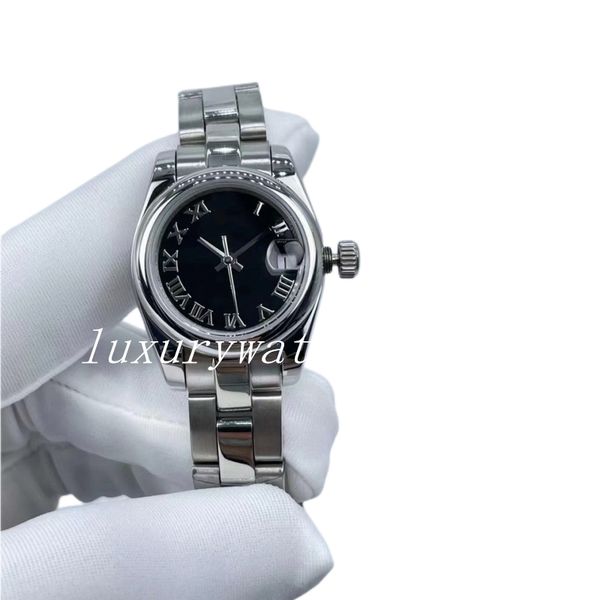 lady watches 31mm calendar magnifier stainless steel black roman dial automatic mechanical bracelet luxury wristwatches, Slivery;brown
lady watches 31mm calendar magnifier stainless steel black roman dial automatic mechanical bracelet luxury wristwatches, Slivery;brown