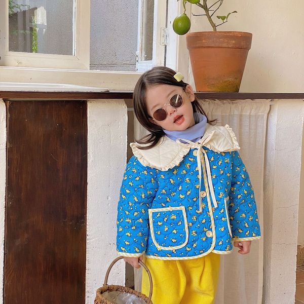 down coat korean style girls cute warm thicken floral coats children big turn down collar cotton padded jackets 1 6y 221007, Blue;gray
down coat korean style girls cute warm thicken floral coats children big turn down collar cotton padded jackets 1 6y 221007, Blue;gray