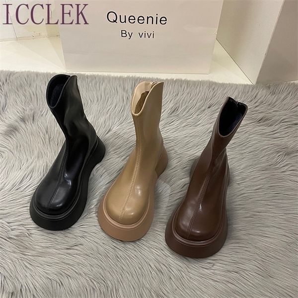 boots 2022 autumn fashion short boots thick bottom platform flats heels women back zippers knight boots woman leather shoes 221007, Black
boots 2022 autumn fashion short boots thick bottom platform flats heels women back zippers knight boots woman leather shoes 221007, Black