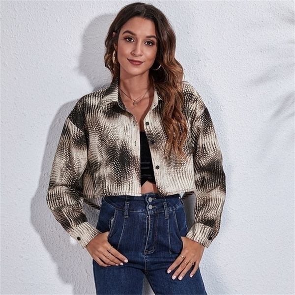womens jackets fall womens jacket snake print single breasted loose fashion casual short coat 221007, Black;brown
womens jackets fall womens jacket snake print single breasted loose fashion casual short coat 221007, Black;brown