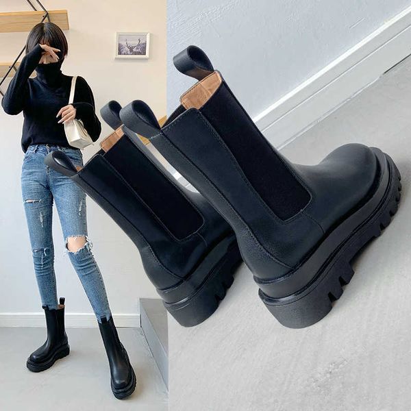 net red mona same leather chelsea women's 2022 autumn winter thick sole smoke duct boots long martin boots shoes, Black
net red mona same leather chelsea women's 2022 autumn winter thick sole smoke duct boots long martin boots shoes, Black
