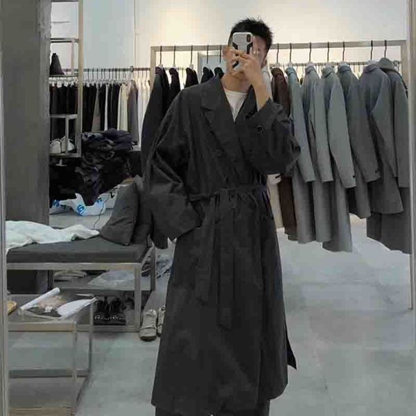 men s trench coats japanese yuppie style double breasted long coat youth autumn korean windbreaker man 221007, Tan;black
men s trench coats japanese yuppie style double breasted long coat youth autumn korean windbreaker man 221007, Tan;black