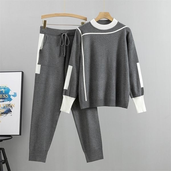 women's two piece pants men's tracksuits autumn runway 2 pieces set knitted long sleeve pullovers sweater casual patchwork fashio, White
women's two piece pants men's tracksuits autumn runway 2 pieces set knitted long sleeve pullovers sweater casual patchwork fashio, White