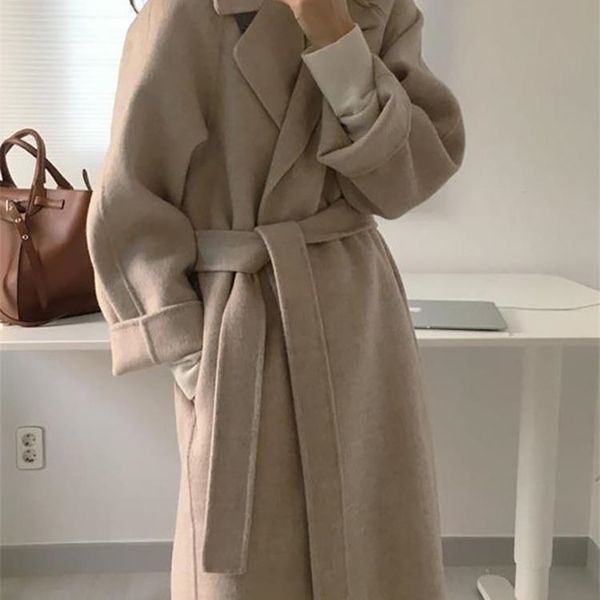 women's wool blends aachoae women elegant long wool coat with belt solid color long sleeve chic outerwear ladies drop shoulder overcoat, Black
women's wool blends aachoae women elegant long wool coat with belt solid color long sleeve chic outerwear ladies drop shoulder overcoat, Black
