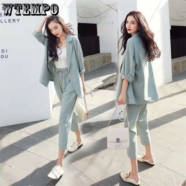 women's two piece pants women's thin suits spring and summer single button blazer coat straight pants two piece sets fashion loose, White
women's two piece pants women's thin suits spring and summer single button blazer coat straight pants two piece sets fashion loose, White