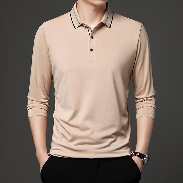 men's polos fashion brand men's solid polo shirt long sleeve casual autumn and spring clothing korean business polo shirt for men, White;black
men's polos fashion brand men's solid polo shirt long sleeve casual autumn and spring clothing korean business polo shirt for men, White;black