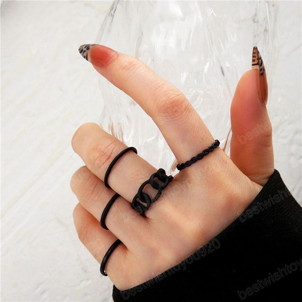 fashion women ring set vintage simple black chain rings sets women accessories jewelry gifts party, Silver
fashion women ring set vintage simple black chain rings sets women accessories jewelry gifts party, Silver