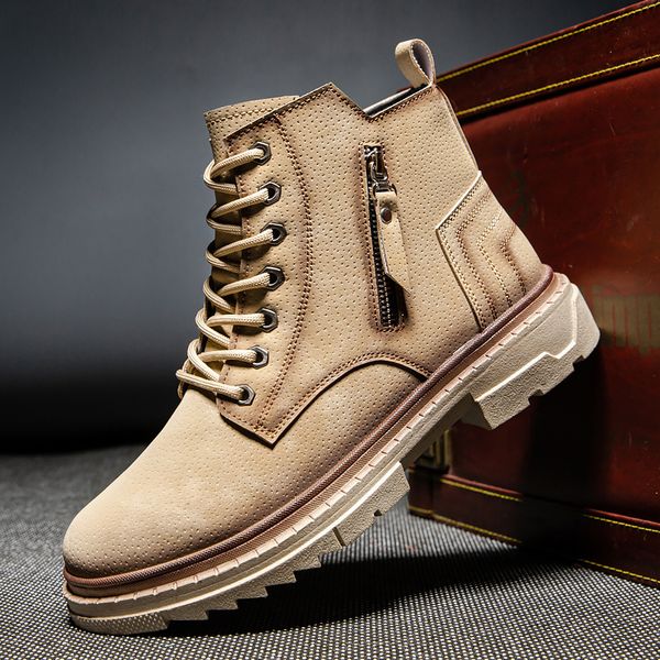 boots winter man shoes fashion leather for men classic motorcycle ankle high casual botas hombre botines 221008, Black 
boots winter man shoes fashion leather for men classic motorcycle ankle high casual botas hombre botines 221008, Black