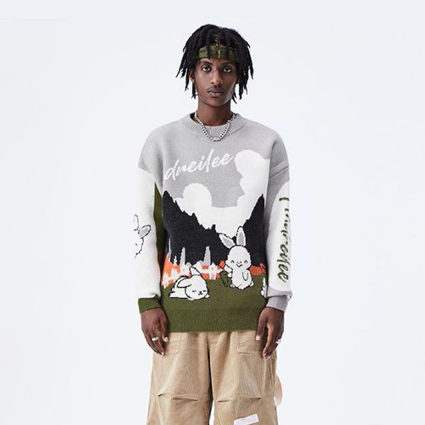 men's sweaters autumn winter men women cartoon rabbit jacquard loose casual pullover gril boy streetwear fashion hip hop 221008, White;black
men's sweaters autumn winter men women cartoon rabbit jacquard loose casual pullover gril boy streetwear fashion hip hop 221008, White;black