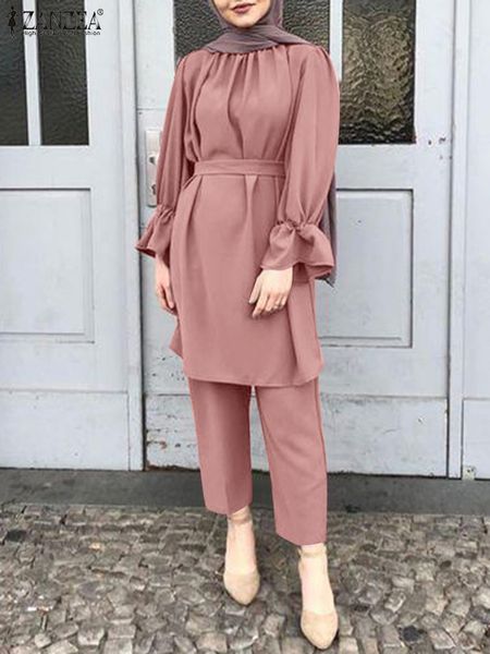 ethnic clothing puff sleeved o neck belted lace up blouse femme casual elastic loose baggy pant zanzea muslim abaya solid color suit set 221, Red
ethnic clothing puff sleeved o neck belted lace up blouse femme casual elastic loose baggy pant zanzea muslim abaya solid color suit set 221, Red