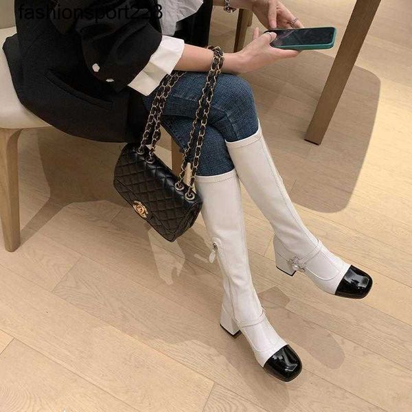 designer boots miu fashion brand french blocking patent leather high boot women high heels thick heels cavalry booties, Black
designer boots miu fashion brand french blocking patent leather high boot women high heels thick heels cavalry booties, Black
