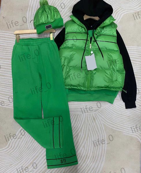 womens four pieces pants smooth pockets down vest conventional models hoodie elastic waist designer trousers homochromy woolen hat brand wo, White
womens four pieces pants smooth pockets down vest conventional models hoodie elastic waist designer trousers homochromy woolen hat brand wo, White