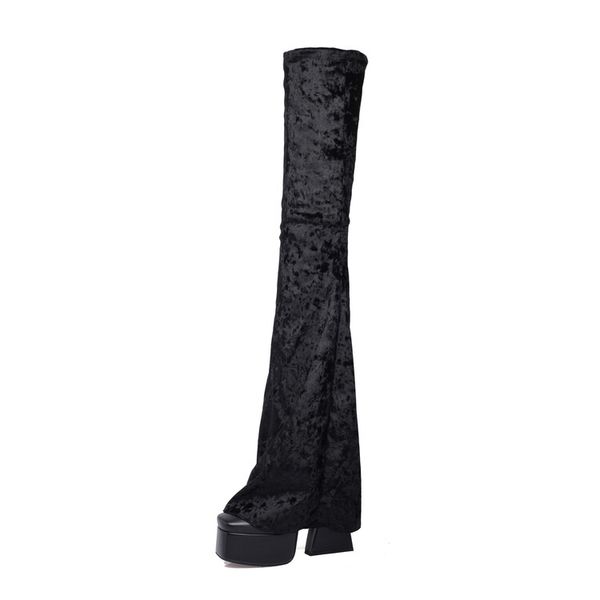 2022 women's boots autumn winter new european and american fashion bell pants leggings thick heels bottom sleeve knee boots, Black
2022 women's boots autumn winter new european and american fashion bell pants leggings thick heels bottom sleeve knee boots, Black