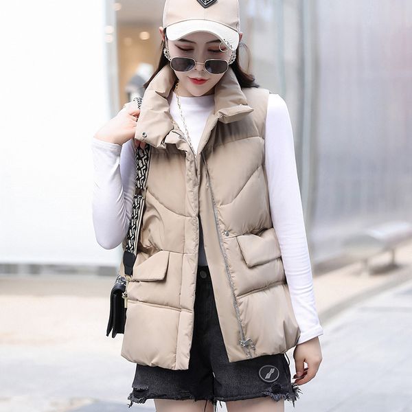 women's vests winter korean version loose large size stand collar simple wild thick down cotton vest women's vest jacket 221007, Black;white
women's vests winter korean version loose large size stand collar simple wild thick down cotton vest women's vest jacket 221007, Black;white