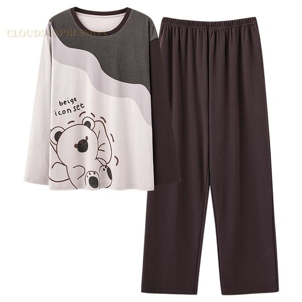 men's sleepwear spring autumn men pyjamas knited cotton cartoon pajamas sets night suits pijamas plus xxxxxl homewear pj 221007, Black;brown
men's sleepwear spring autumn men pyjamas knited cotton cartoon pajamas sets night suits pijamas plus xxxxxl homewear pj 221007, Black;brown