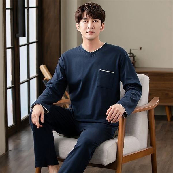 men's sleepwear autumn winter men cotton pajamas set fashion casual striped patchwork suit home clothes loose wear plus size 4xl 221007, Black;brown
men's sleepwear autumn winter men cotton pajamas set fashion casual striped patchwork suit home clothes loose wear plus size 4xl 221007, Black;brown