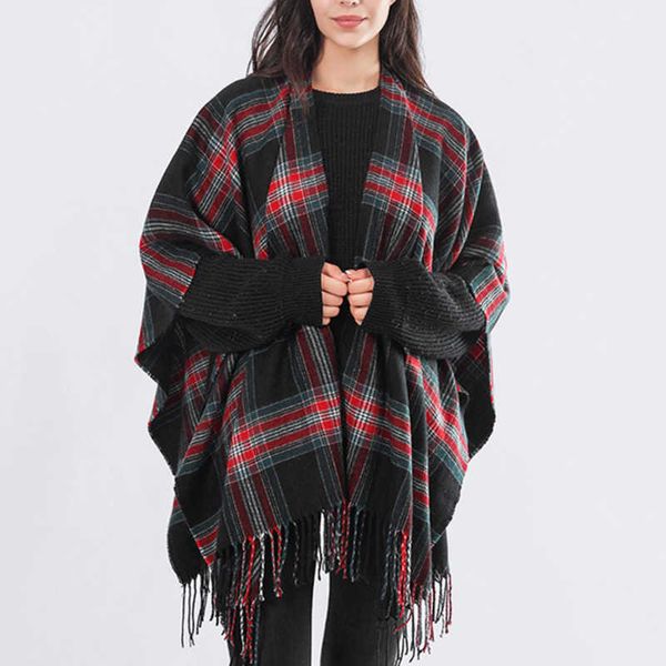 scarves women's plaid fringe scarf shawl autumn winter cashmere slit g221007, Blue;gray
scarves women's plaid fringe scarf shawl autumn winter cashmere slit g221007, Blue;gray