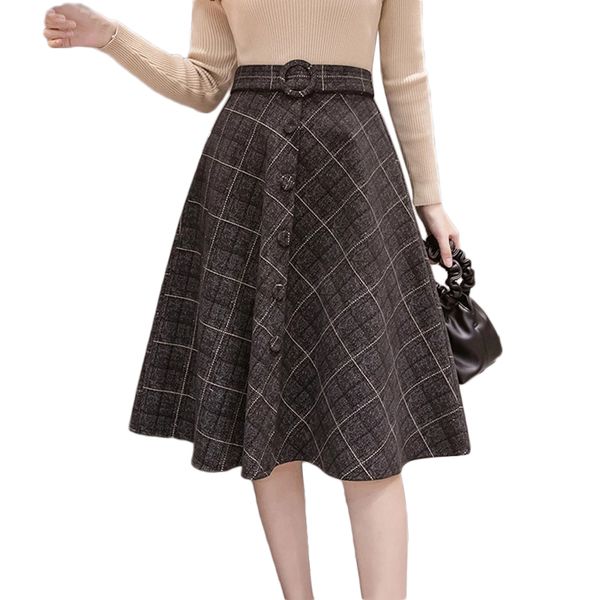 skirts autumn winter woolen long skirt a line plaid skirts high waisted pleated skort knee length elegant faldas mujer saias 221008, Black
skirts autumn winter woolen long skirt a line plaid skirts high waisted pleated skort knee length elegant faldas mujer saias 221008, Black